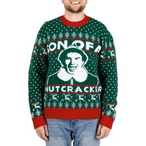 ELF Son of a Nutcracker Long Sleeve Fair‎ Isle Ugly Christmas Sweater Sz XL NWT